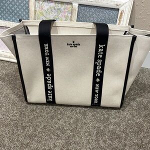 Kate Spade Cream and Black Canvas Tote